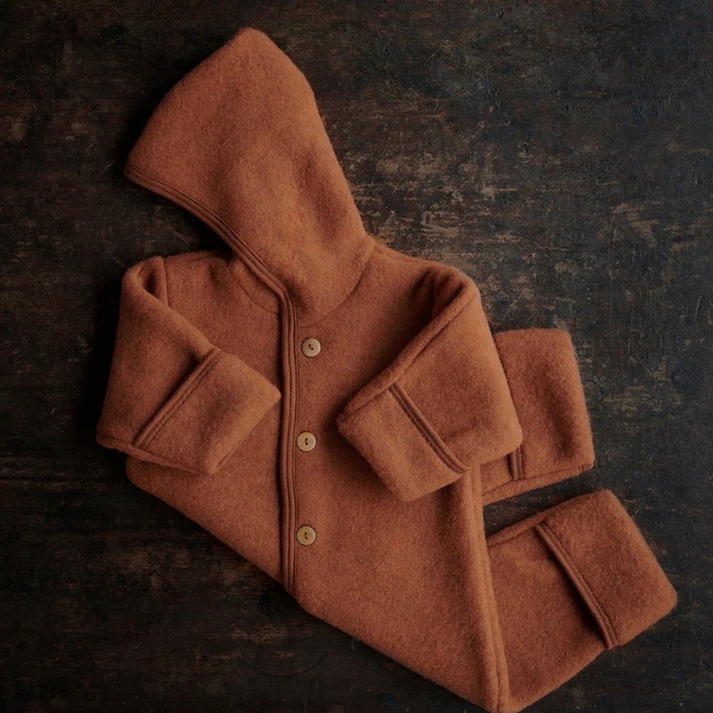 (2) Siskin Pipit baby merino wool fleece bunting -squirrel brown